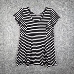 Motherhood Women's Short Sleeve Maternity Tunic Top Striped Black & White Size X